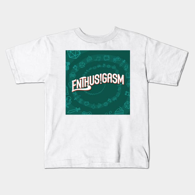 Enthusigasm Square Podcast Cover Art Kids T-Shirt by Rusty Quill